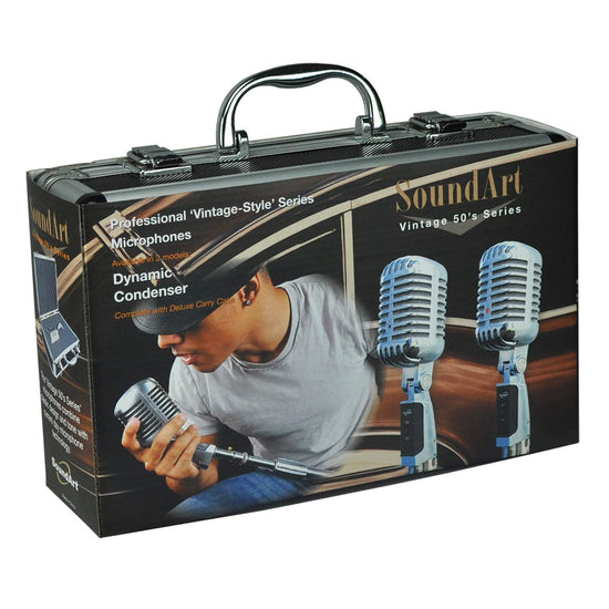 Load image into Gallery viewer, SoundArt &amp;#39;Vintage&amp;#39; Condenser Microphone with Deluxe Carry Case (Chrome)

