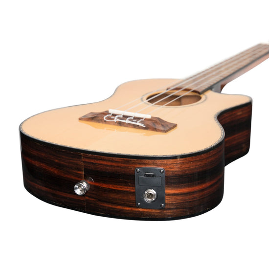 Load image into Gallery viewer, Tiki &amp;#39;22 Series&amp;#39; Spruce Solid Top Electric Cutaway Tenor Ukulele with Hard Case (Natural Gloss)
