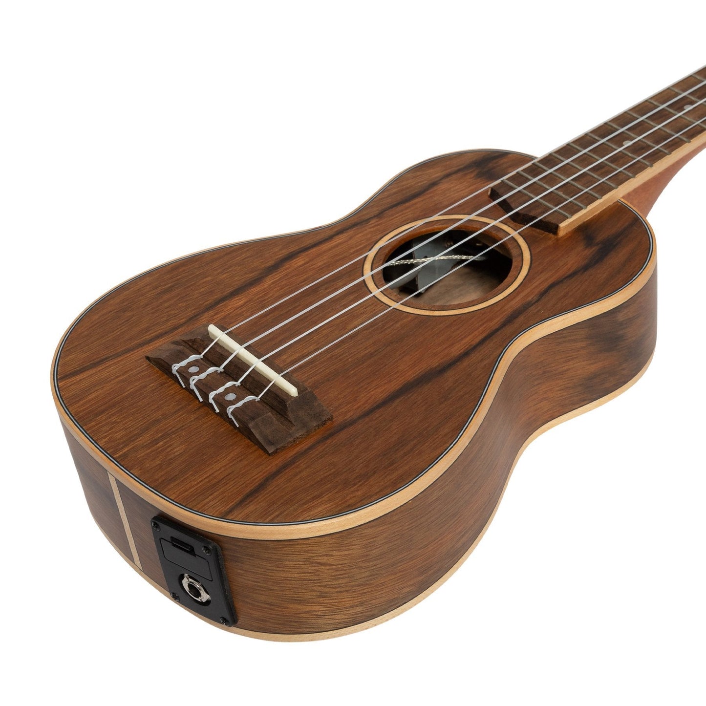 Tiki '4 Series' Daowood Electric Soprano Ukulele with Gig Bag (Natural Satin)