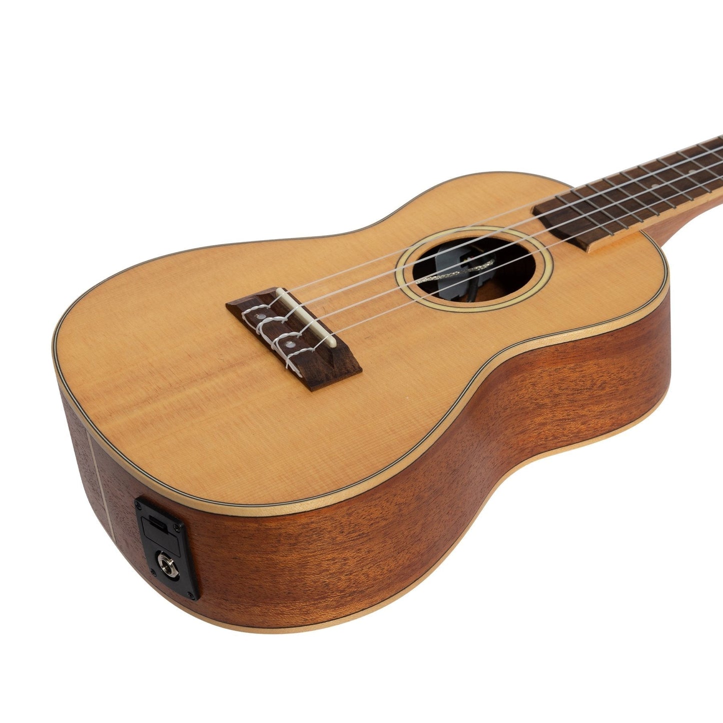 Tiki '6 Series' Spruce Solid Top Electric Concert Ukulele with Hard Case (Natural Satin)