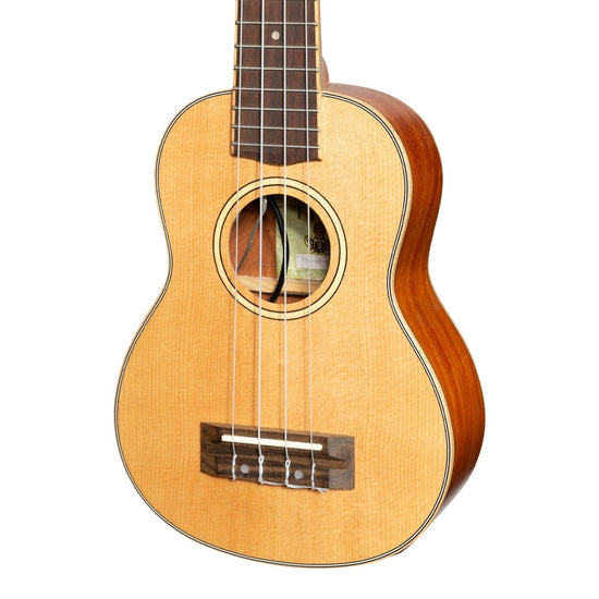 Tiki '6 Series' Spruce Solid Top Electric Soprano Ukulele with Hard Case (Natural Satin)