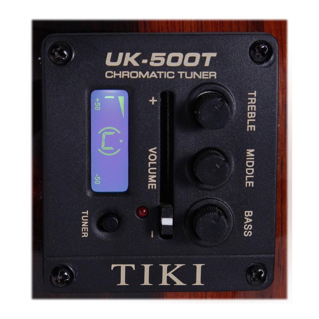 Tiki 6 String Mahogany Solid Top Electric Ukulele with Hard Case (Natural Gloss)