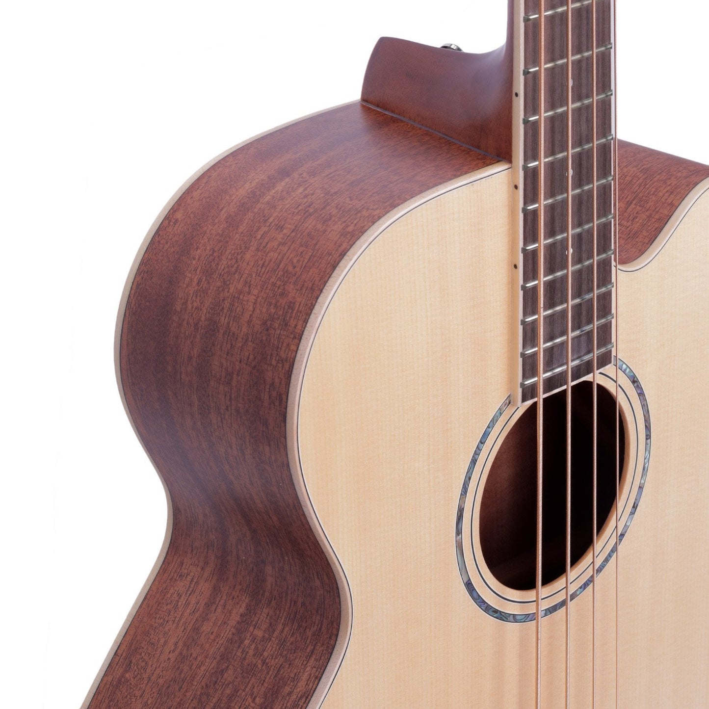 Timberidge '1 Series' Spruce Solid Top & Mahogany Solid Back Acoustic-Electric Cutaway Bass Guitar (Natural Satin)