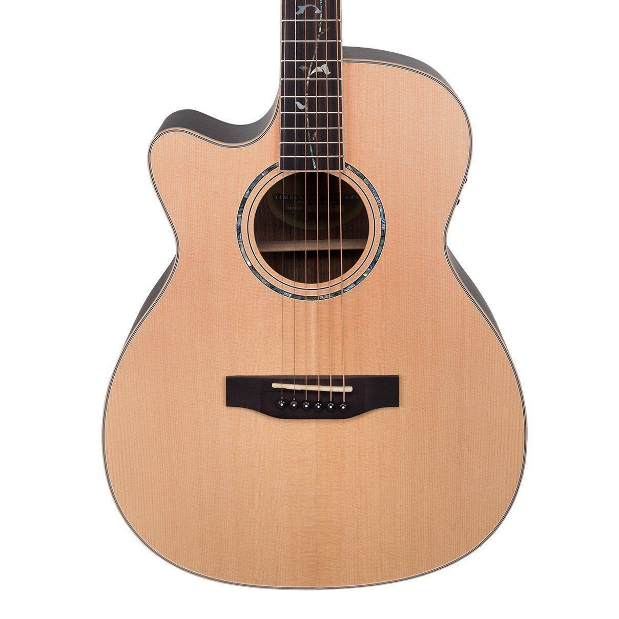 Timberidge '3 Series' Left Handed Spruce Solid Top Acoustic-Electric Small Body Cutaway Guitar with 'Tree of Life' Inlay (Natural Satin)