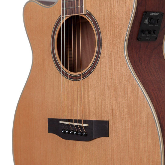 Timberidge '4 Series' Left Handed Cedar Solid Top Acoustic-Electric Small Body Cutaway Guitar (Natural Satin)