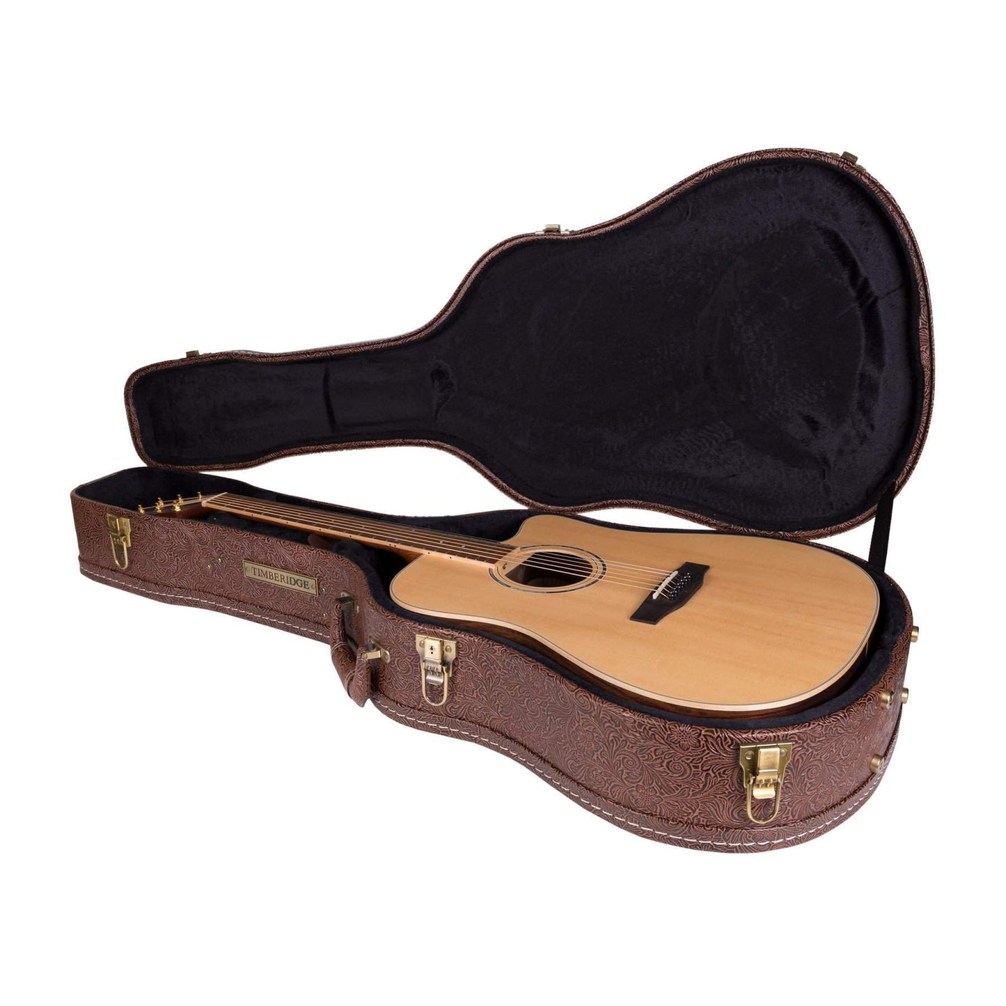 Timberidge Deluxe Shaped Dreadnought Acoustic Guitar Hard Case (Paisley Brown)