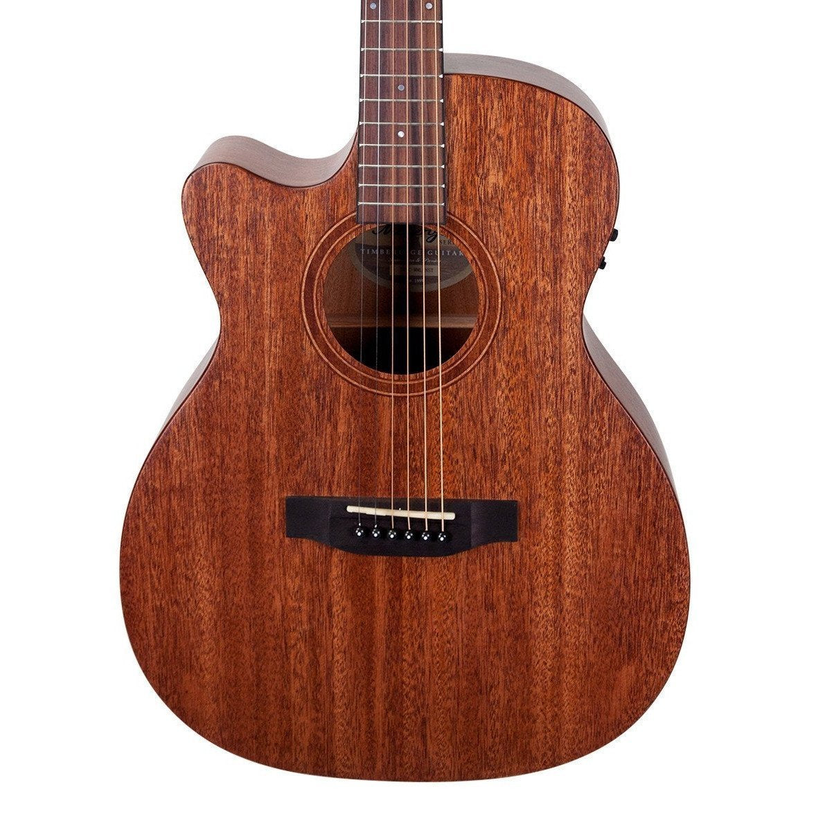 Timberidge 'Messenger Series' Left Handed Mahogany Solid Top Acoustic-Electric Small Body Cutaway Guitar (Natural Satin)