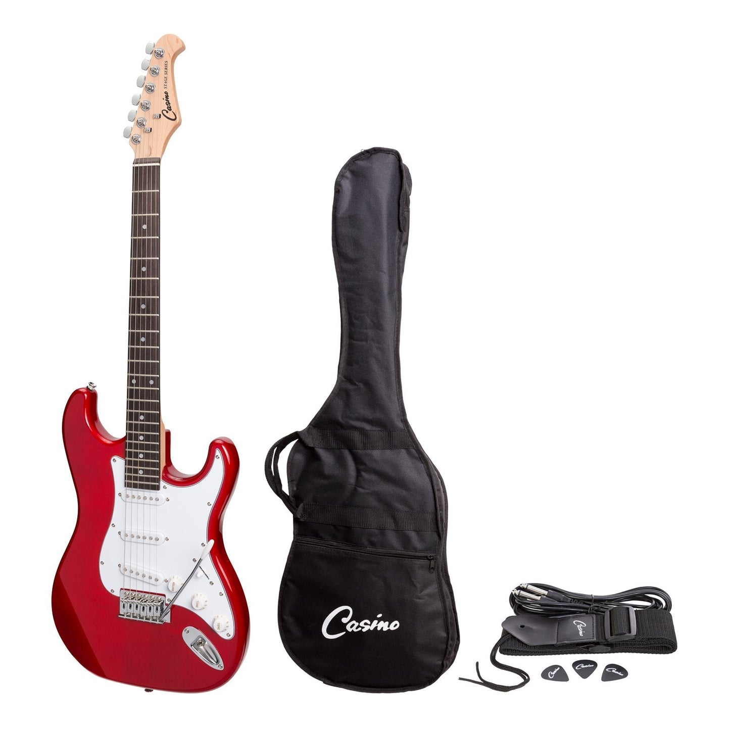 Casino ST-Style Electric Guitar Set (Transparent Wine Red)