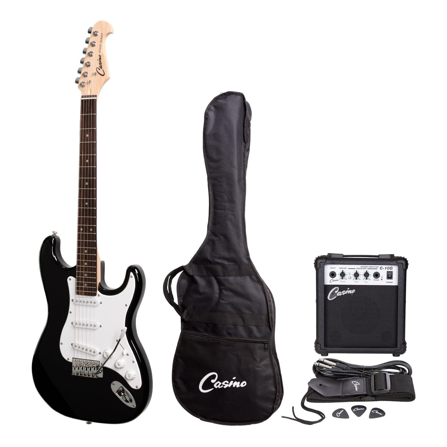 Load image into Gallery viewer, Casino ST-Style Electric Guitar and 10 Watt Amplifier Pack (Black)
