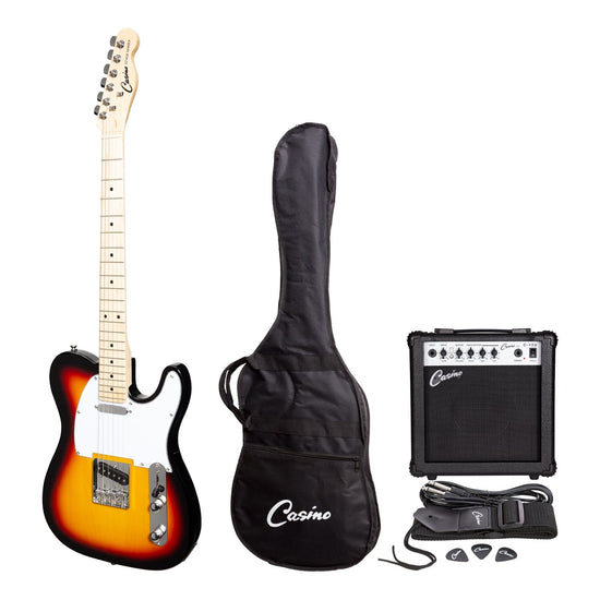 Casino TE-Style Electric Guitar Set and 15 Watt Amplifier Pack (Sunburst)