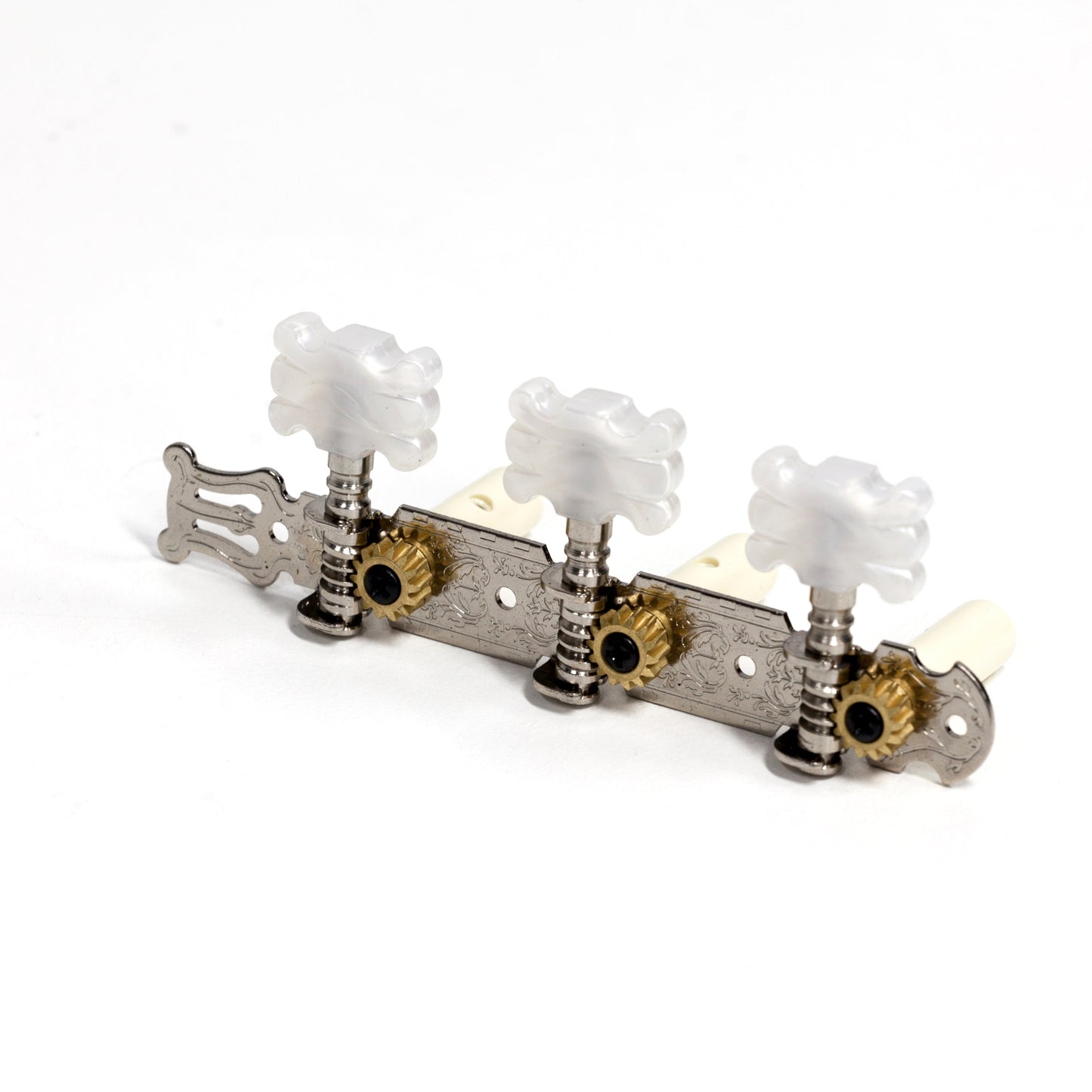 Crossfire Acoustic Guitar Machine Head Set (Nickel with Fancy Buttons)