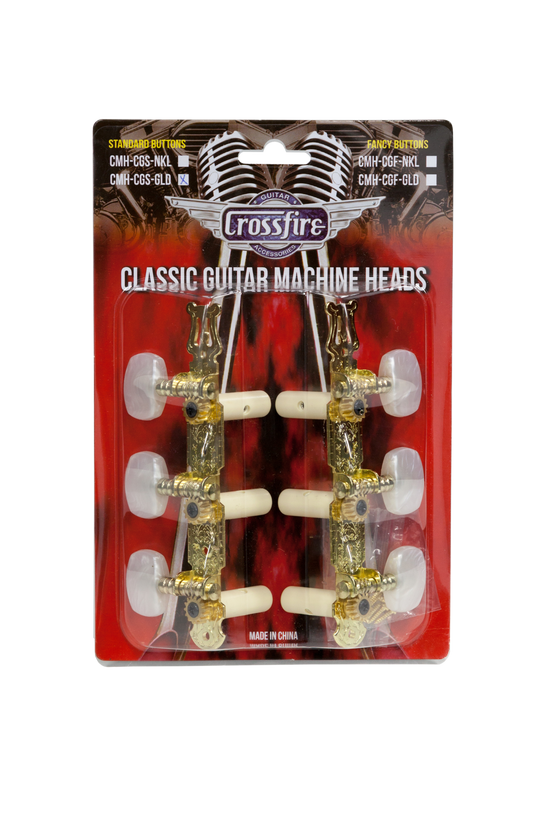 Crossfire Classical Guitar Machine Head Set (Gold with Buttons)