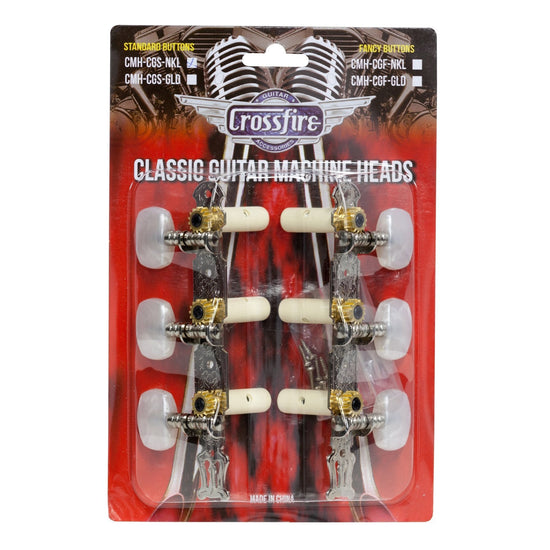 Crossfire Classical Guitar Machine Head Set (Nickel with Buttons)