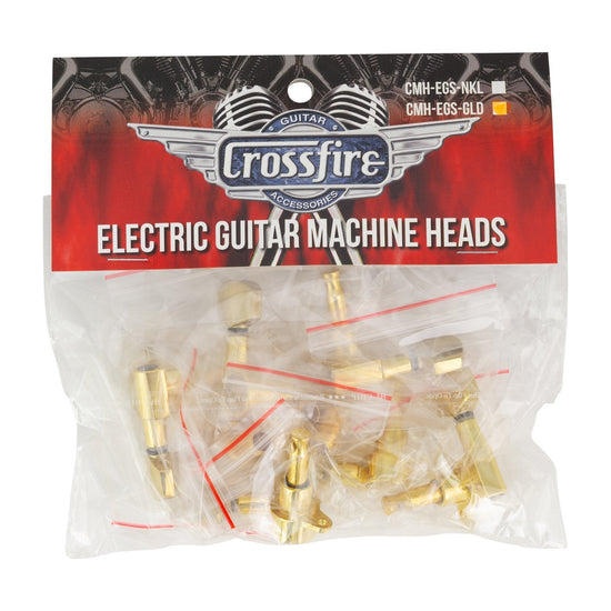 Crossfire Electric Guitar Machine Head Set (Gold with Buttons)