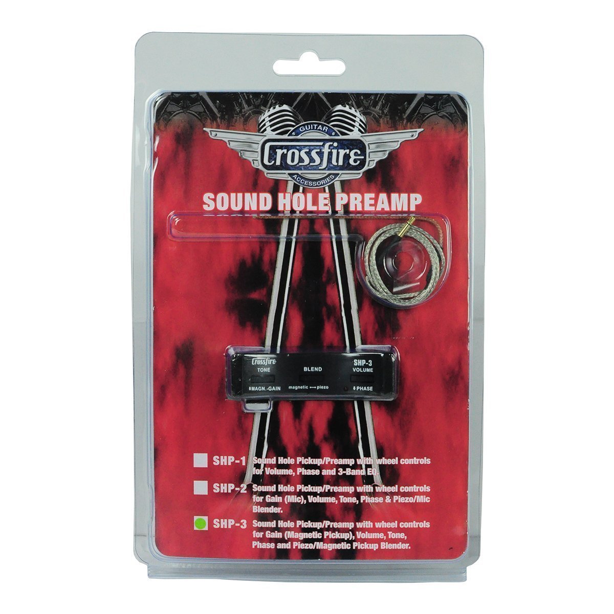 Crossfire Guitar Sound-Hole Pickup Kit with Preamp, Piezo and Magnetic Pickup