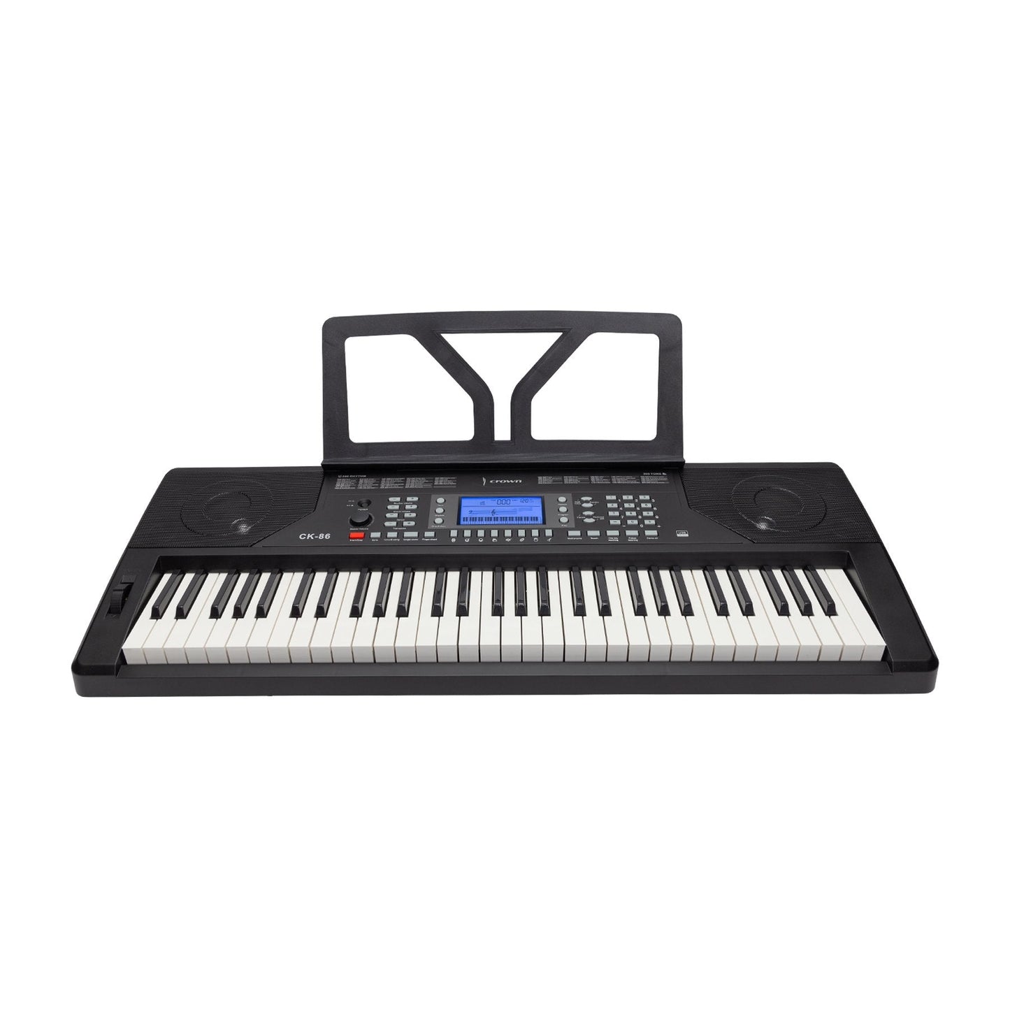 Crown CK-86 Touch Sensitive Multi-Function 61-Key Electronic Portable Keyboard with USB (Black)