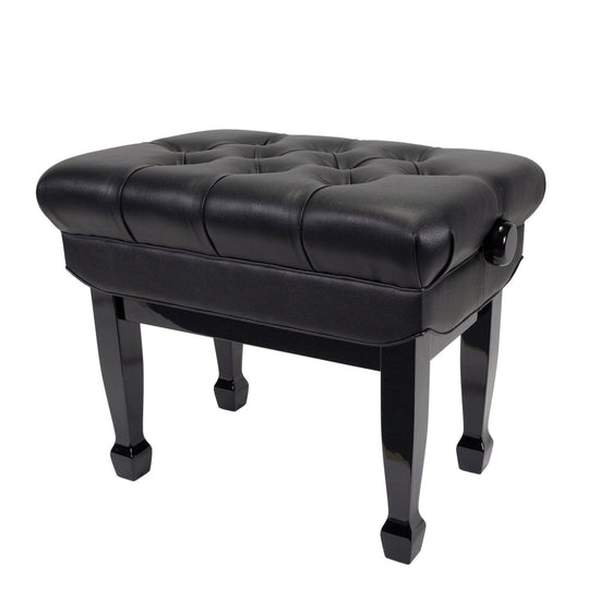 Crown Deluxe Double Padded Height Adjustable Large Piano Stool Height (Black)