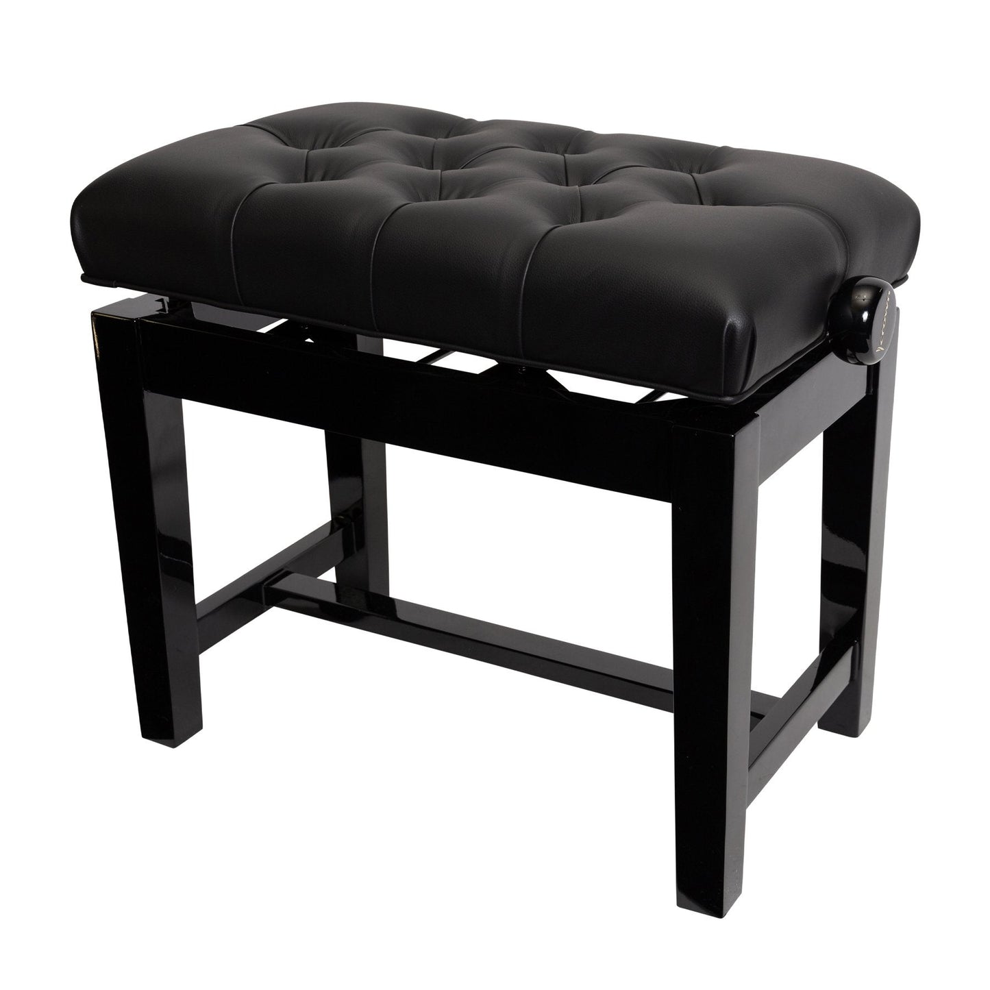 Crown Deluxe Frame Tufted Height Adjustable Piano Stool (Black)
