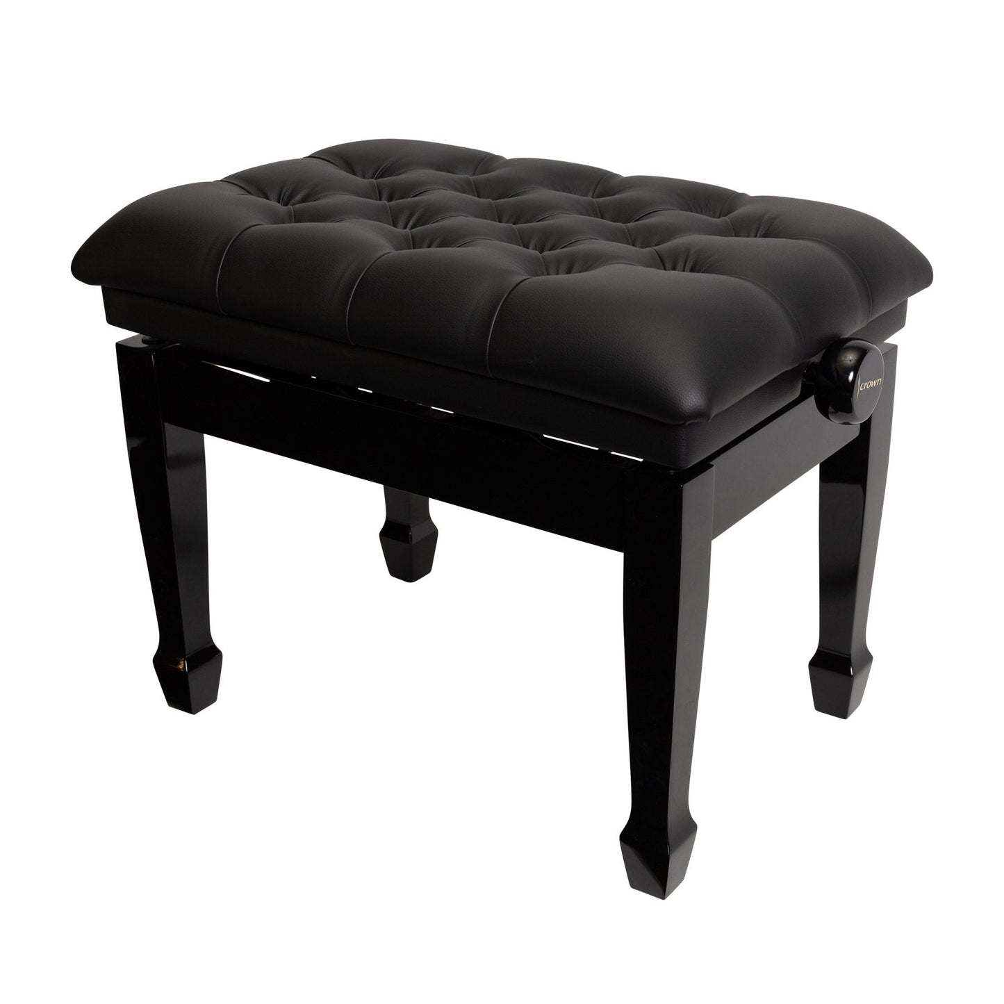 Crown Deluxe Padded Adjustable Height Piano Stool (Black)
