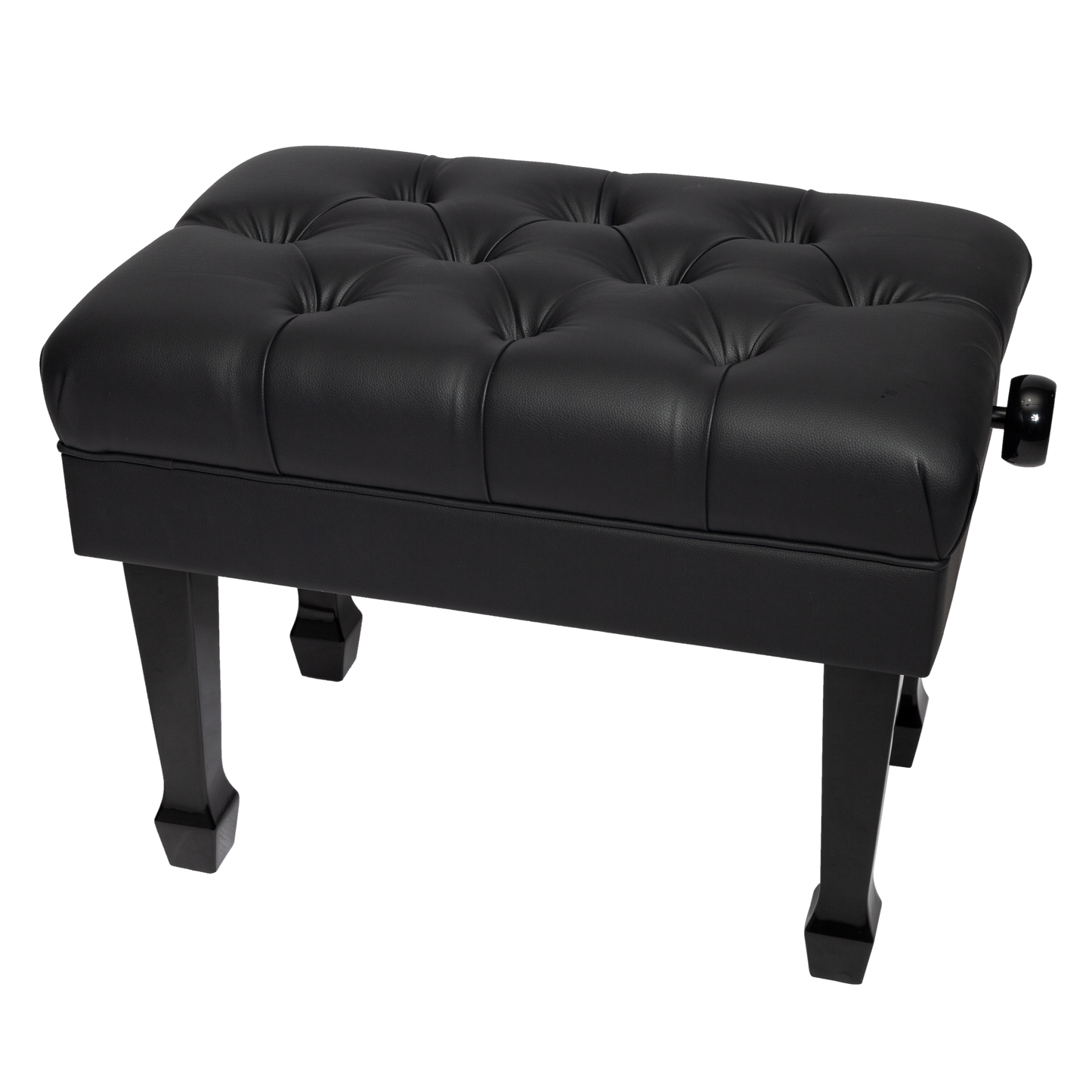 Crown Deluxe Skirted & Tufted Hydraulic Height Adjustable Piano Bench (Black)