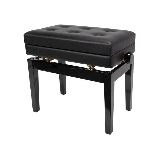 Load image into Gallery viewer, Crown Deluxe Tufted Height Adjustable Piano Stool with Storage Compartment (Black)
