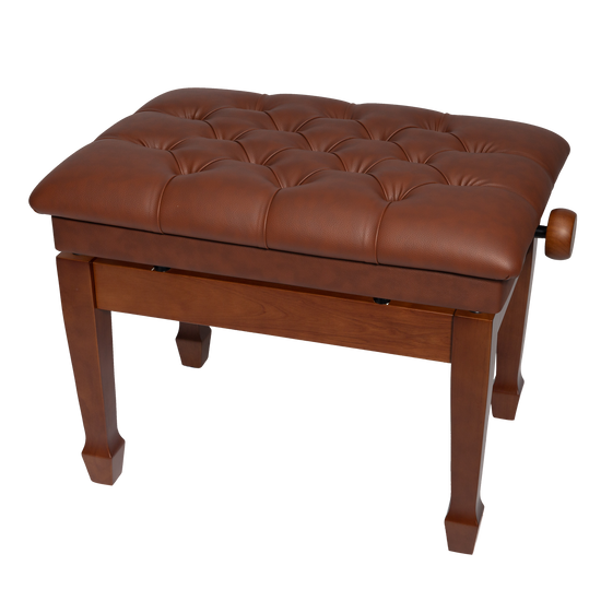 Crown Deluxe Tufted Hydraulic  Height Adjustable Piano Bench (Walnut)