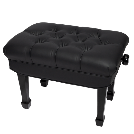 Crown Premium Skirted & Tufted Hydraulic Height Adjustable Piano Bench (Black)
