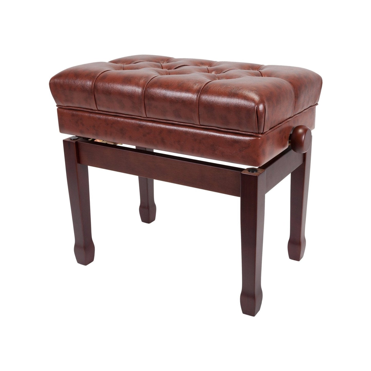 Crown Premium Tufted Double Padded Height Adjustable Piano Stool with Storage Compartment (Walnut)