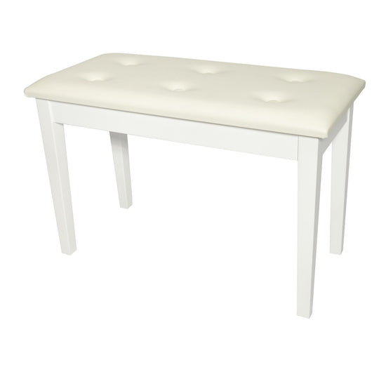 Crown Standard Tufted Duet Piano Stool with Storage Compartment (White)