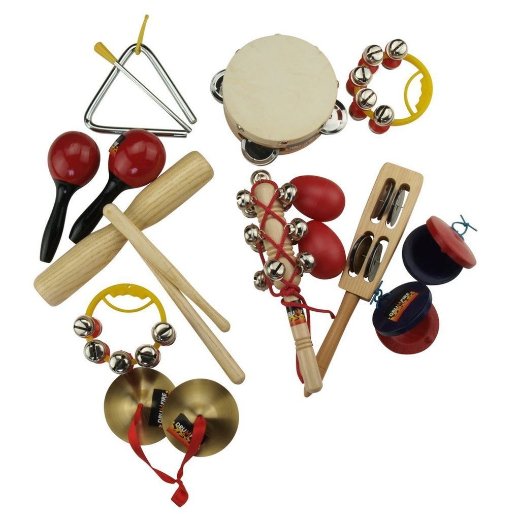Drumfire Hand Percussion Set with Plastic Carry Tub 10 Piece