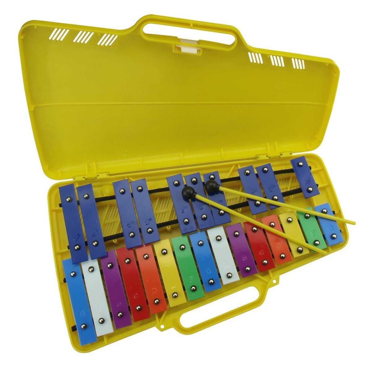 Drumfire Metallophone in ABS Carry Case (Yellow)