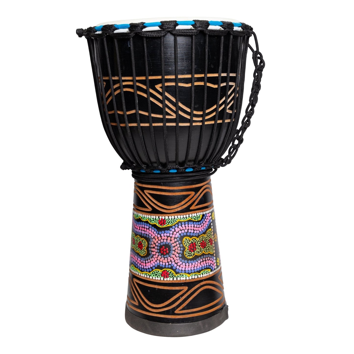 Drumfire 'Tribal Series' 10" Natural Hide Traditional Rope Djembe (Black)