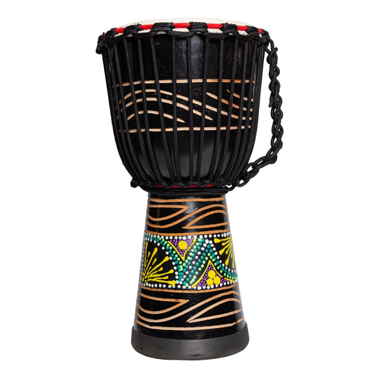 Drumfire 'Tribal Series' 8" Natural Hide Traditional Rope Djembe (Black)