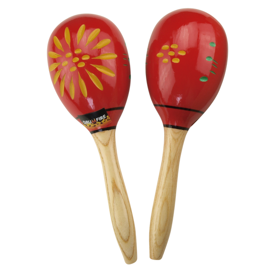 Drumfire Wooden Maracas (Flower Pattern)