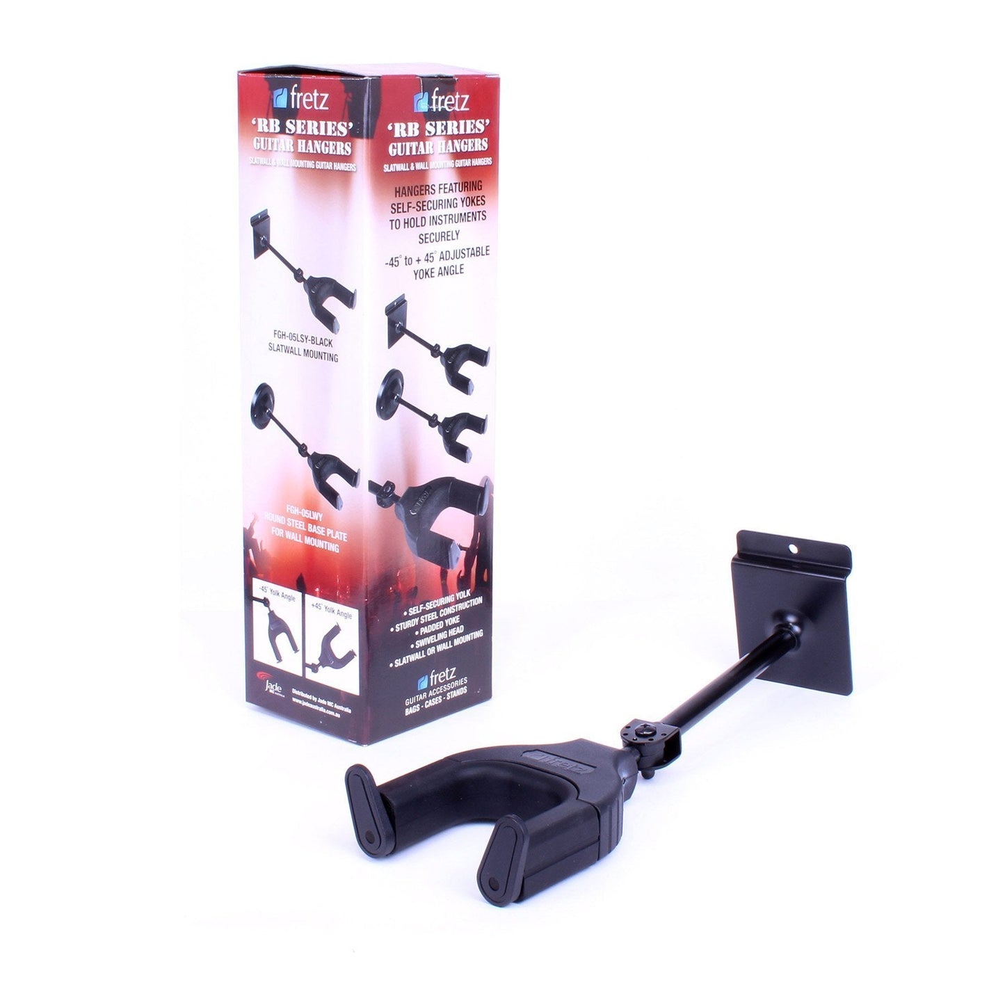 Fretz Long Self-Securing Long Slatwall Guitar Hanger (Black)