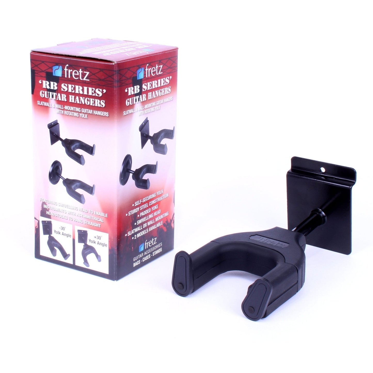 Fretz Short Self-Securing Slatwall Guitar Hanger (Black)