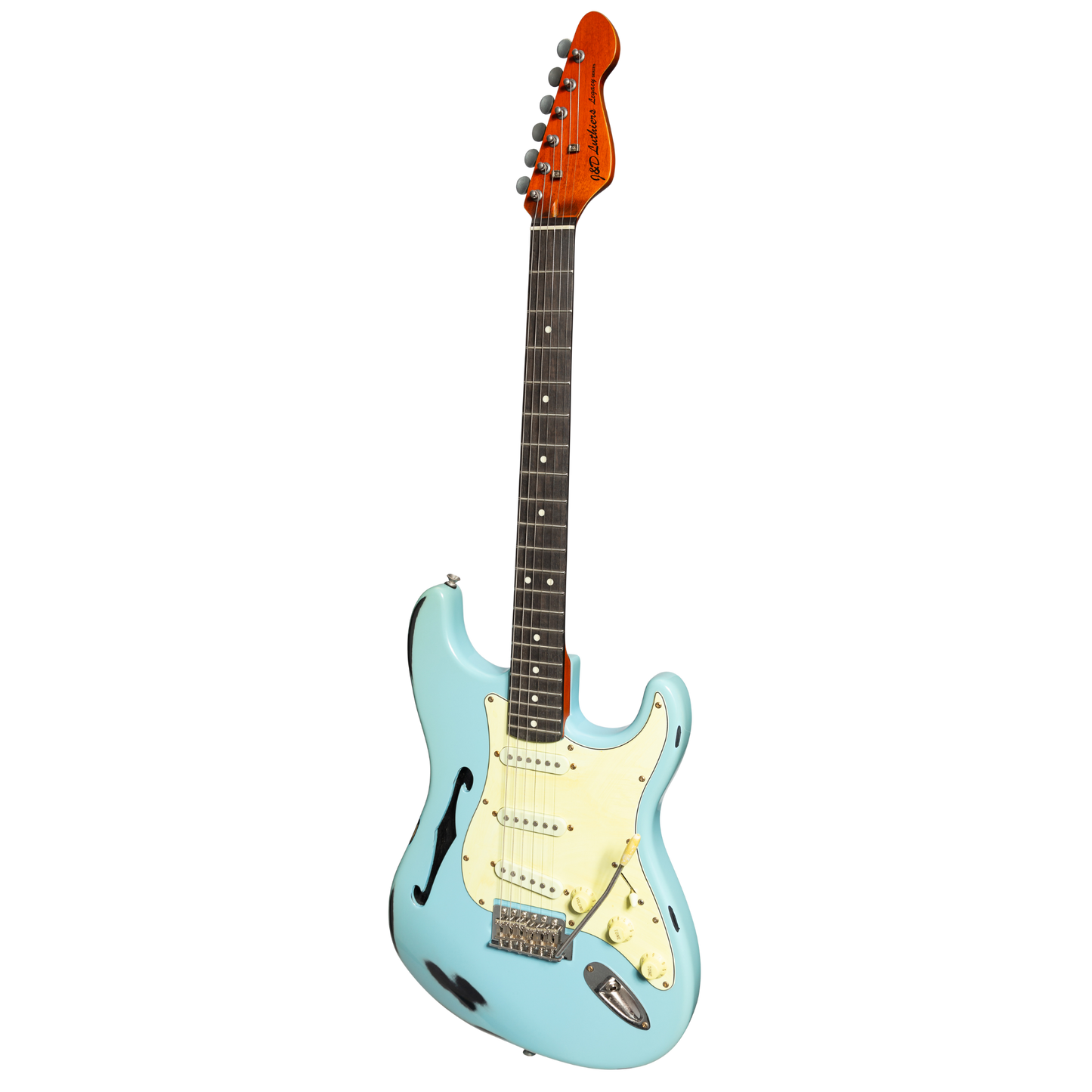 J&D 'Legacy Series' ST-Style Thinline 'Relic' Electric Guitar (Blue)