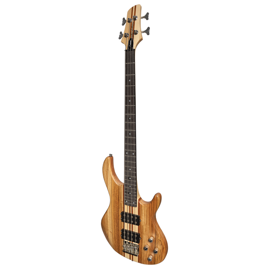 J&D Luthiers 4-String Contemporary Neck Through Active Electric Bass Guitar (Natural Satin)