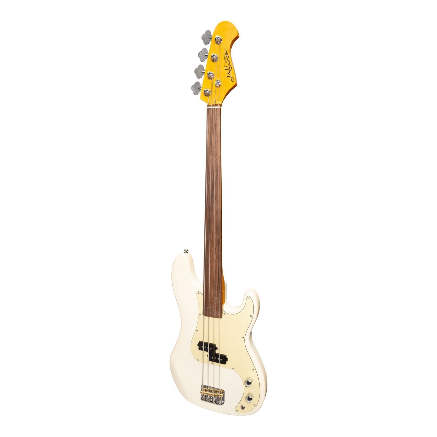 J&D Luthiers 4-String PB-Style Fretless Electric Bass Guitar (Cream)