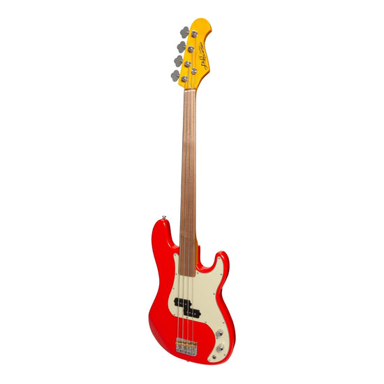 J&D Luthiers 4-String PB-Style Fretless Electric Bass Guitar (Red)