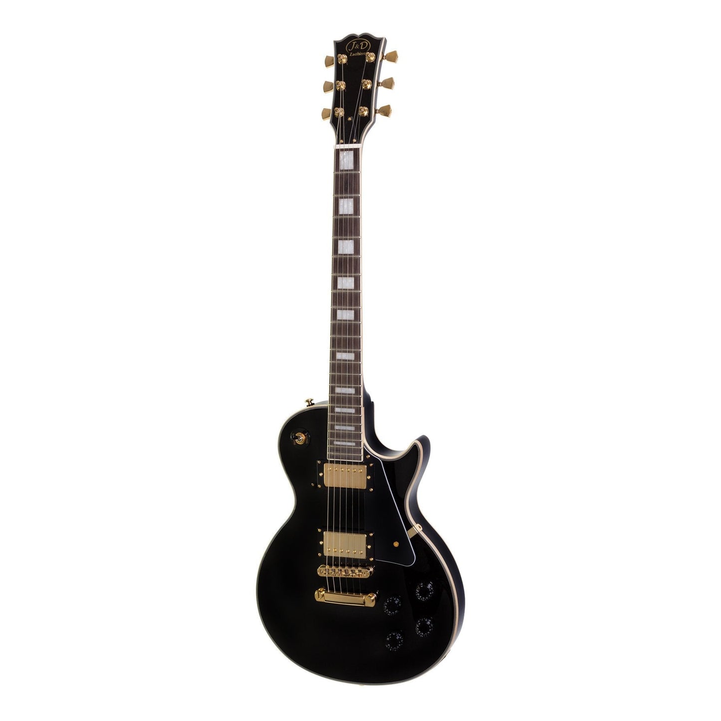 J&D Luthiers LP-Custom Style Electric Guitar (Black)