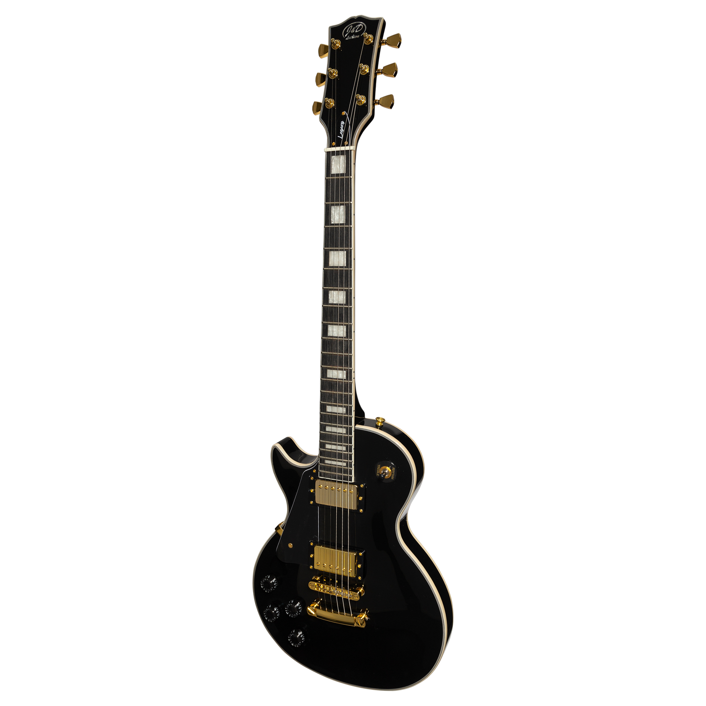 J&D Luthiers LP Custom-Style Electric Guitar Left Handed (Black)