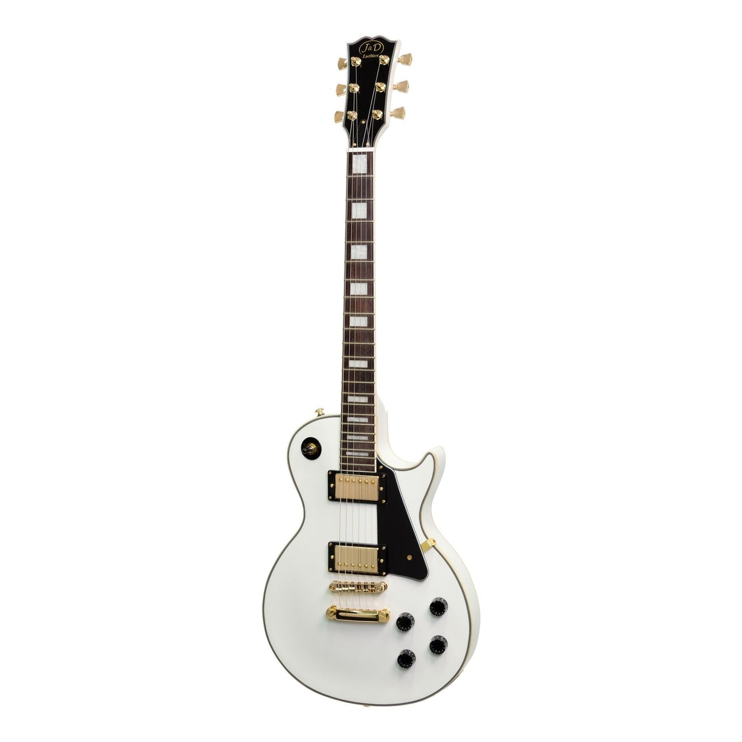 J&D Luthiers LP-Custom Style Electric Guitar (White)