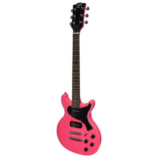 J&D Luthiers LP Double Cut Junior P-90 Electric Guitar (Pink)