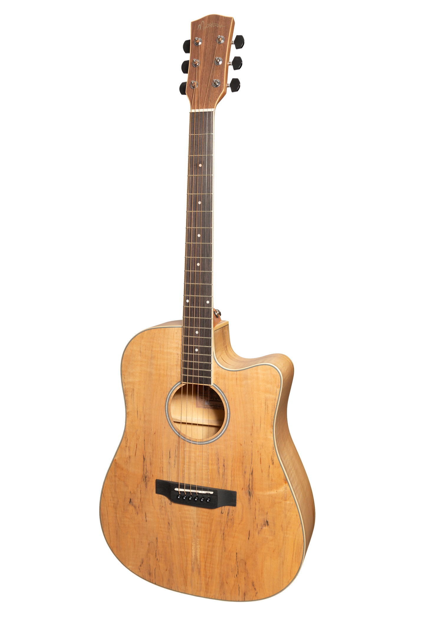 Martinez '31 Series' Spalted Maple Acoustic-Electric Dreadnought Cutaway Guitar (Natural Satin)