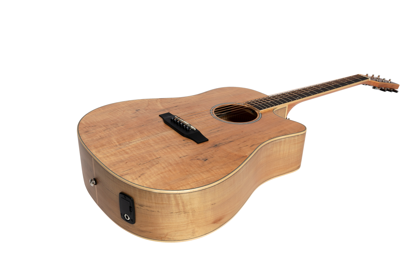 Martinez '31 Series' Spalted Maple Acoustic-Electric Dreadnought Cutaway Guitar (Natural Satin)