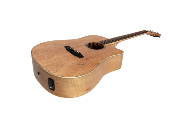 Martinez '31 Series' Spalted Maple Acoustic-Electric Dreadnought Cutaway Guitar (Natural Satin)