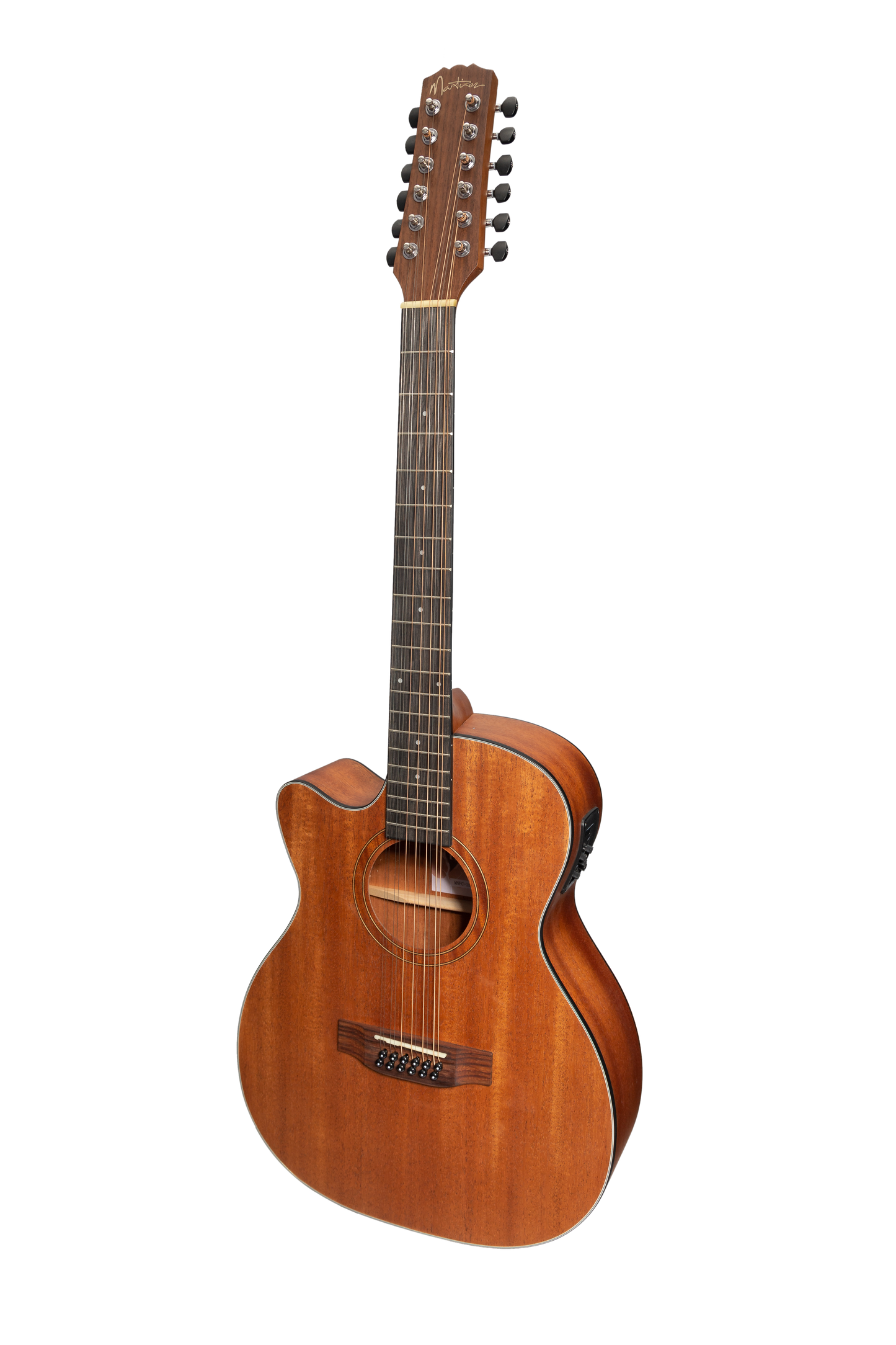 Martinez 'Natural Series' Solid Mahogany Top 12-String Left Handed Acoustic-Electric Small Body Cutaway Guitar (Open Pore)