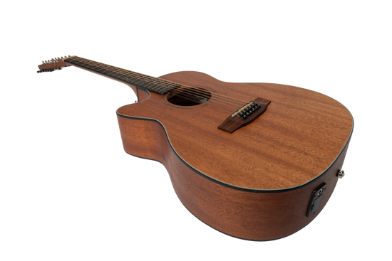 Martinez 'Natural Series' Solid Mahogany Top 12-String Left Handed Acoustic-Electric Small Body Cutaway Guitar (Open Pore)