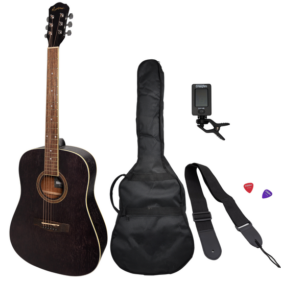 Martinez '41 Series' Dreadnought Acoustic Guitar Pack (Black)